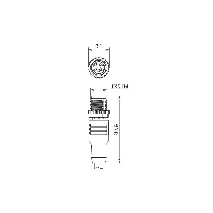 M12 4Pin、Straight male、D-coded、Single end pre cast PVC non flexible cable、With shielding 、Green sheath、0C4503-XXX